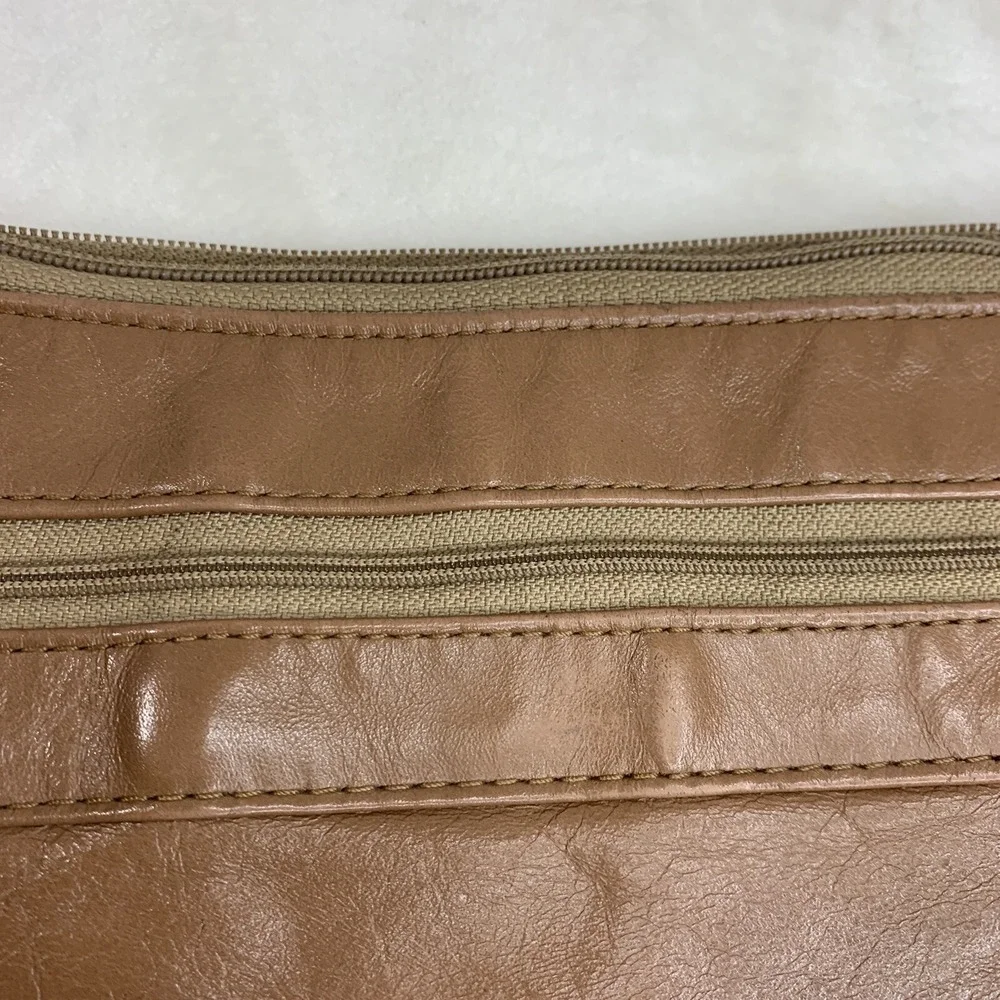 SAS Vintage Natural Tan Beige Brown‎ Leather Shoulder Bag Purse Knot Strap VTG
